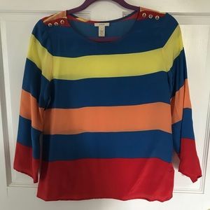 Jcrew striped silk blouse with anchor buttons